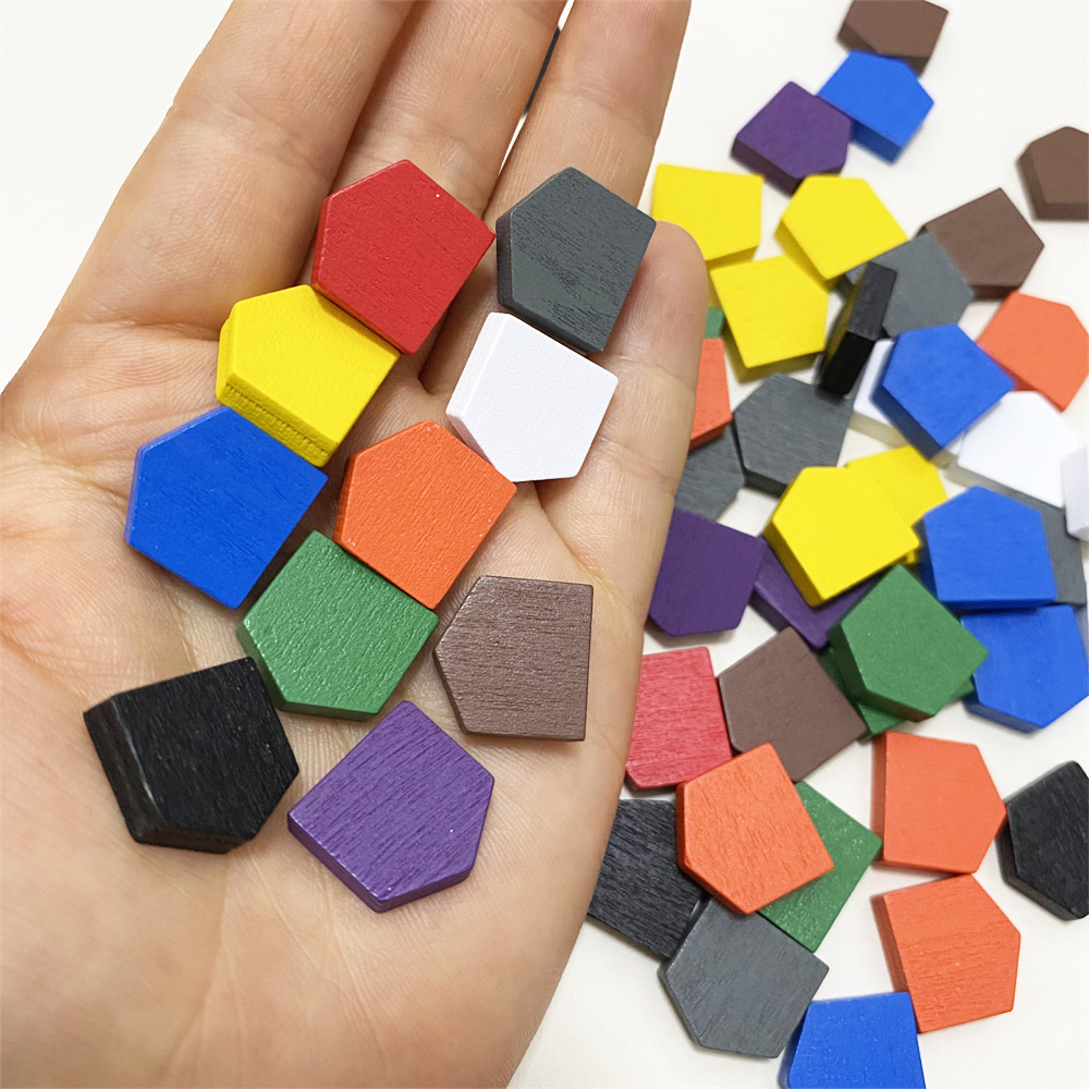 Board Game Economy - 50 adet 16*16 MM Renkli Ahşap